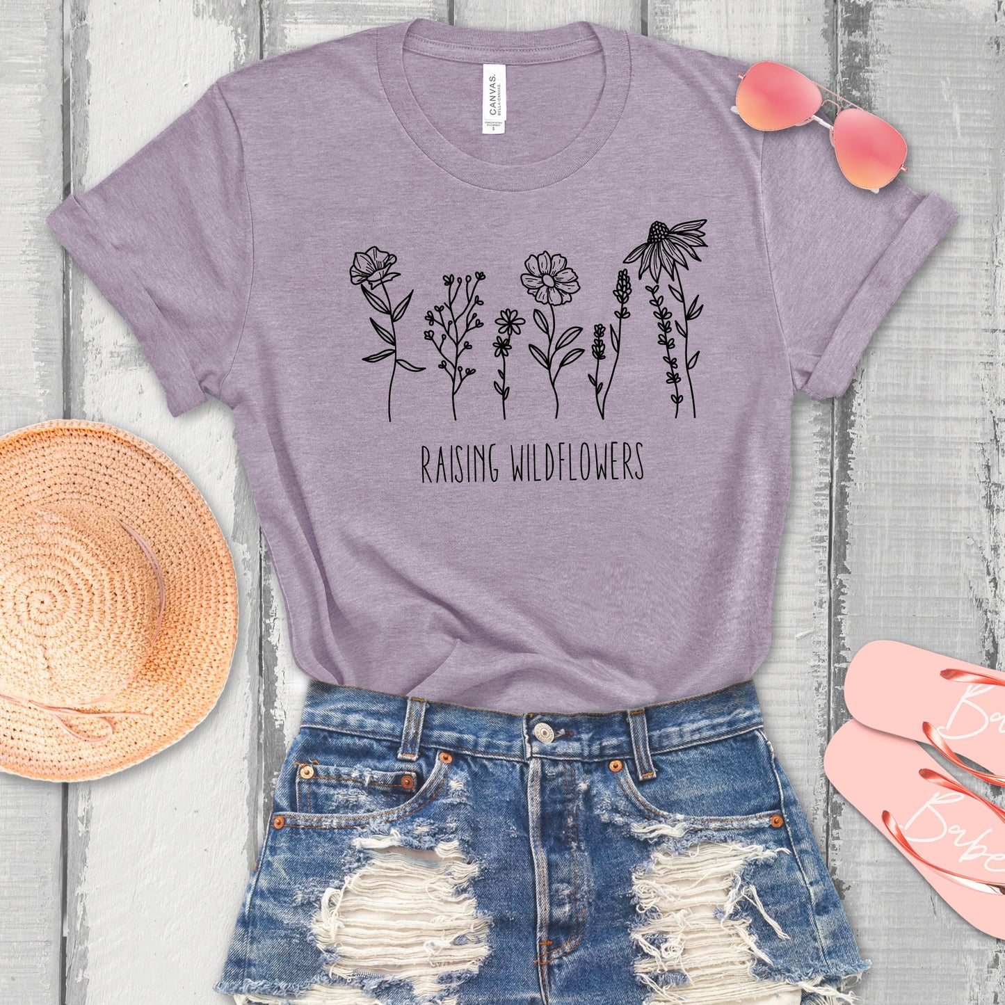 Raising Wildflowers Graphic Tee in Heather Purple