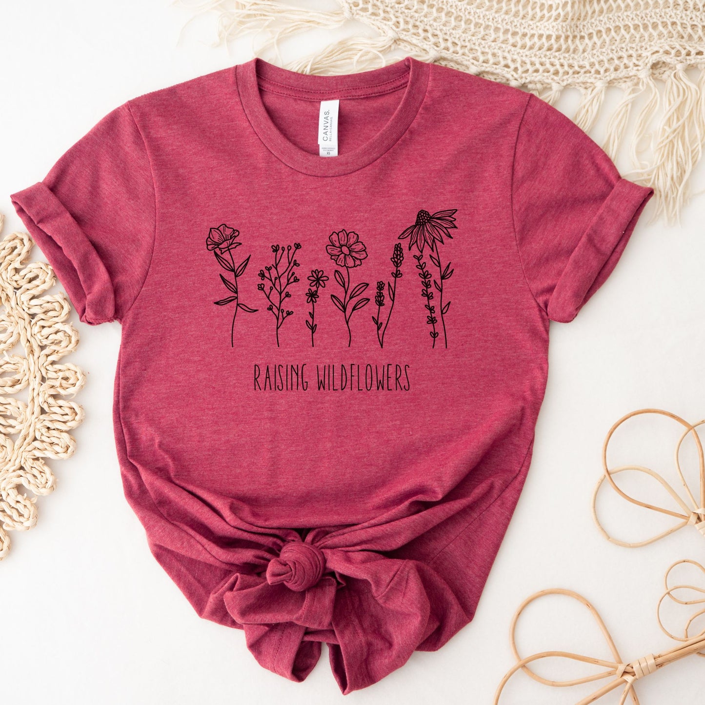 Raising Wildflowers Graphic Tee in Heather Raspberry