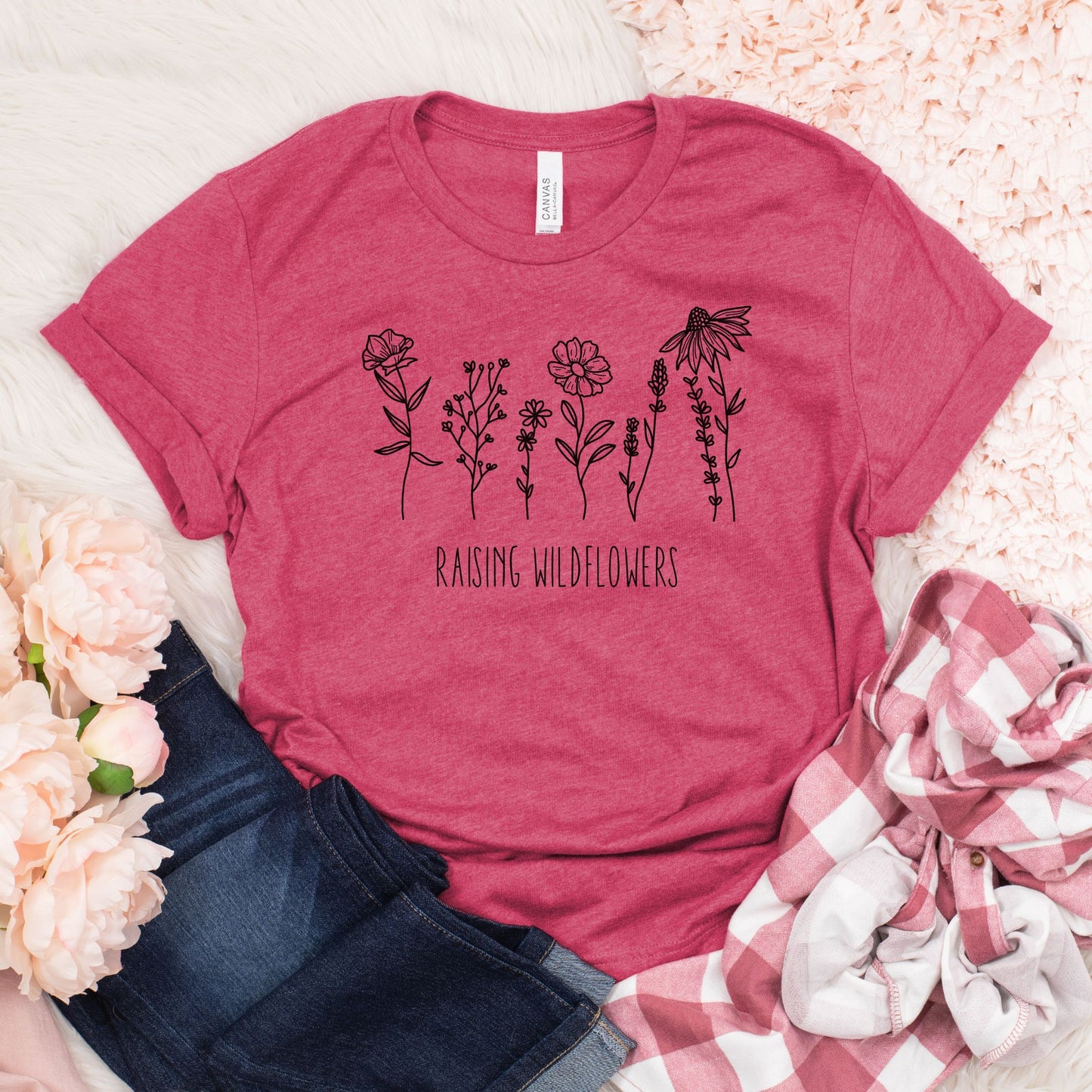 Raising Wildflowers Graphic Tee in Heather Raspberry