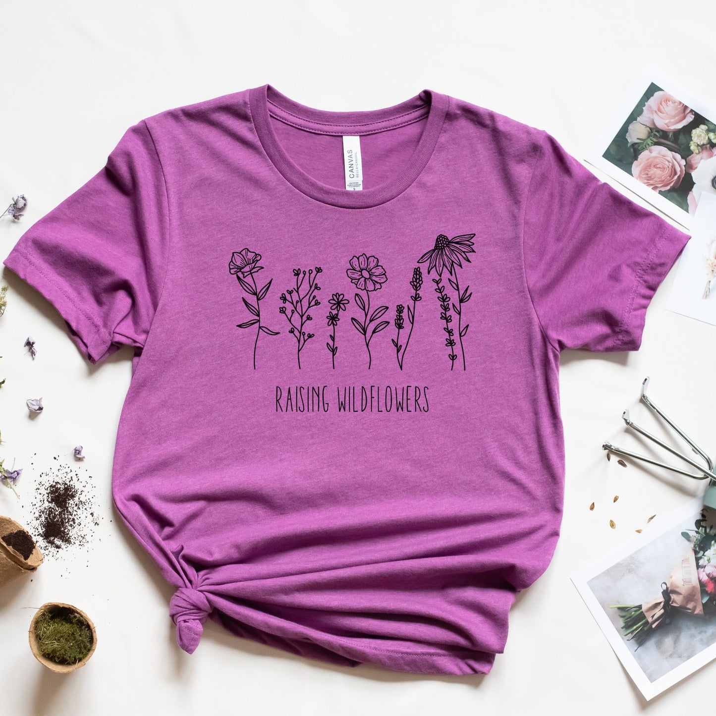 Raising Wildflowers Graphic Tee in Heather Magenta