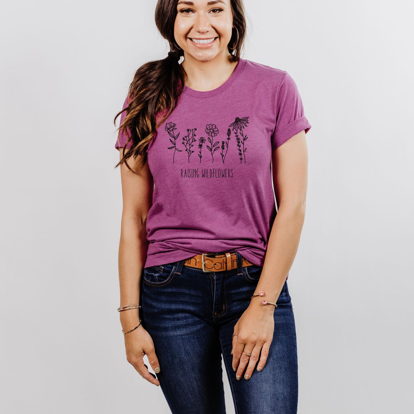 Raising Wildflowers Graphic Tee in Heather Magenta