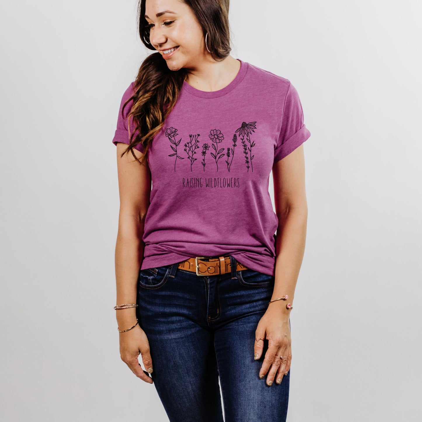 Raising Wildflowers Graphic Tee in Heather Magenta