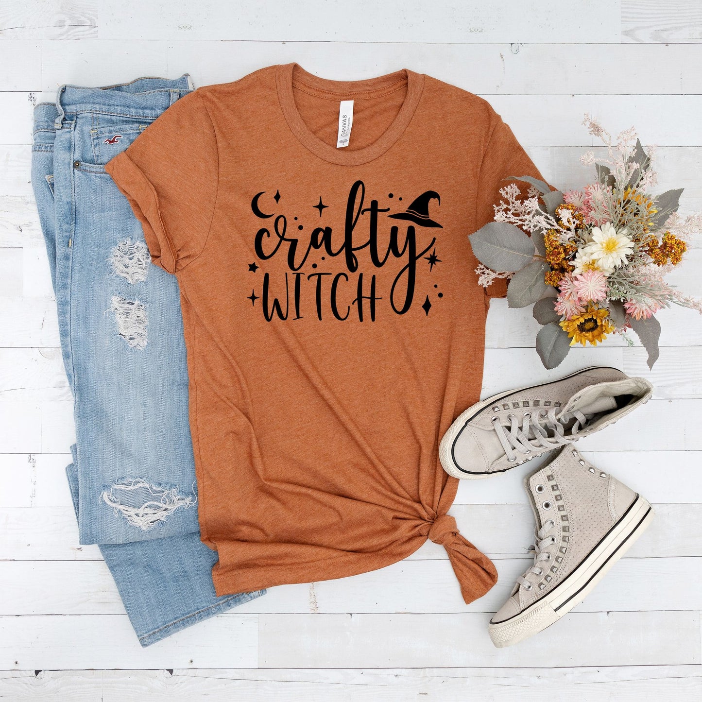 Crafty Witch Graphic Tee in Heather Autumn