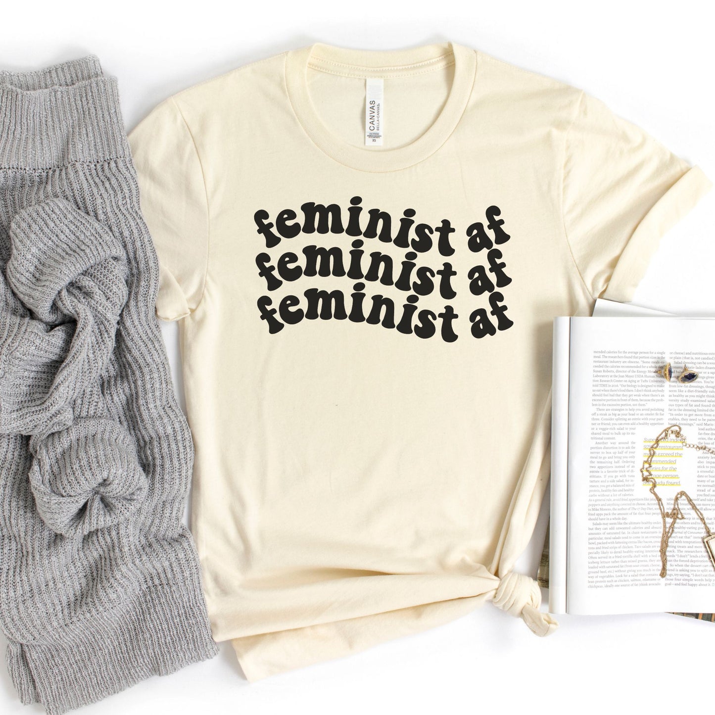 Women's Feminist AF Graphic Tee in Natural