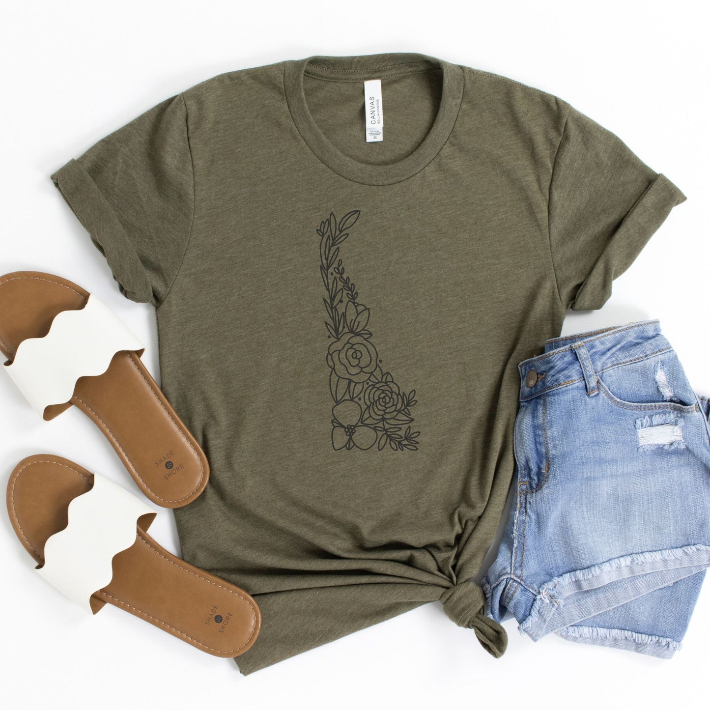 Delaware Floral State Graphic Tee