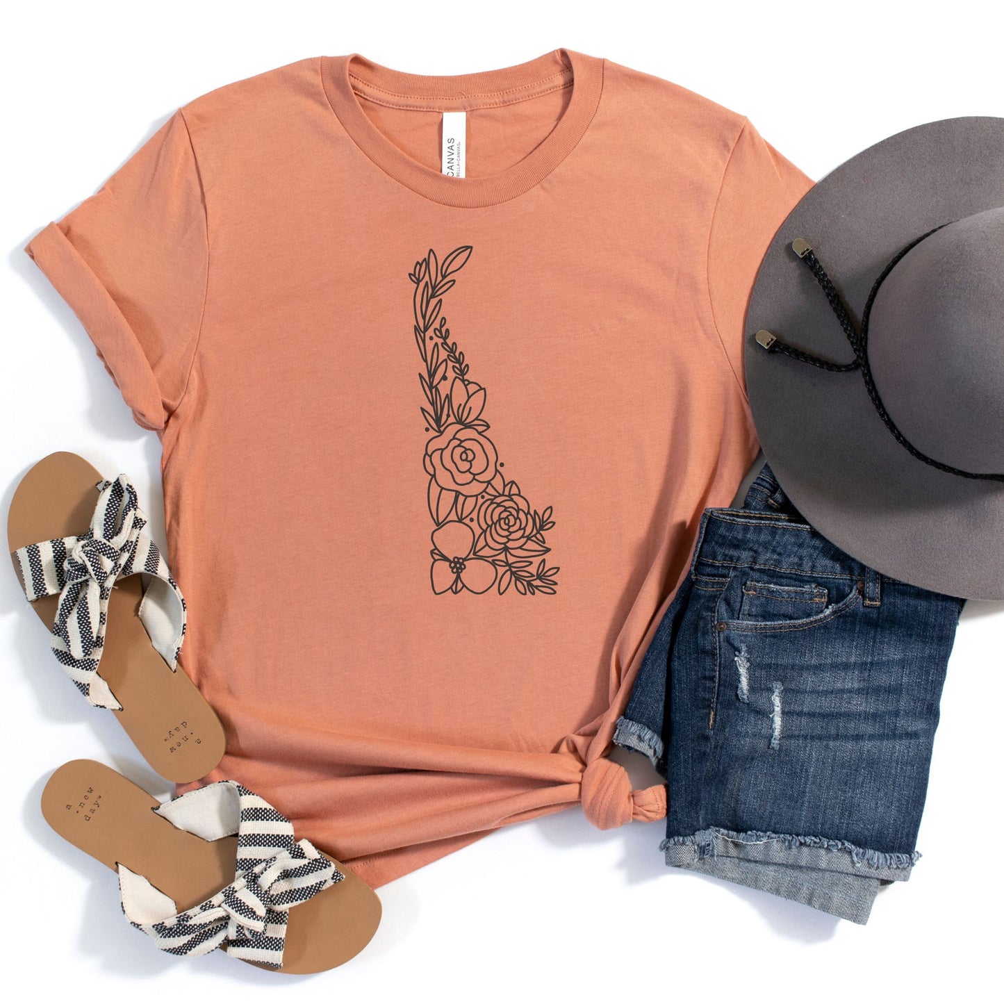 Delaware Floral State Graphic Tee