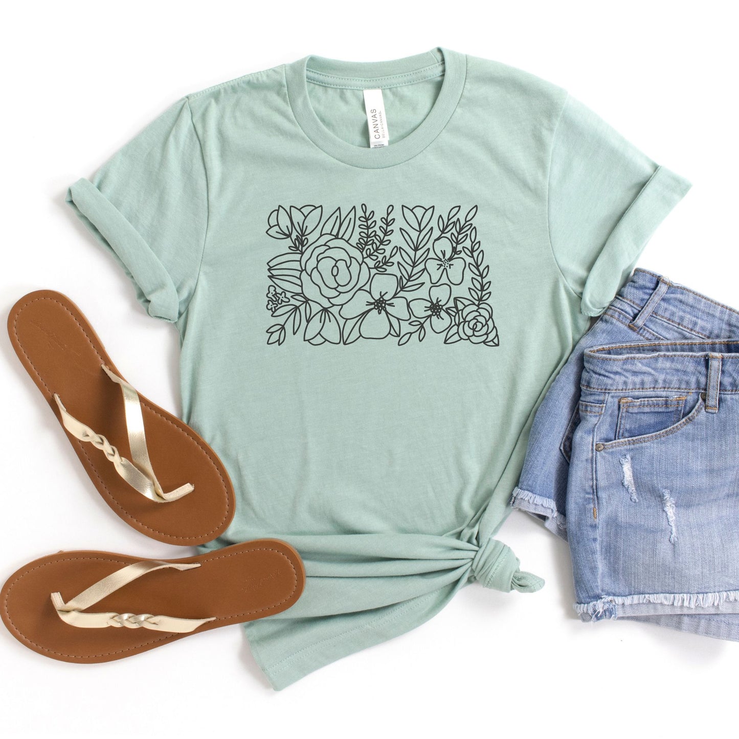 North Dakota Floral State Graphic Tee