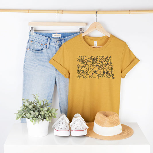 North Dakota Floral State Graphic Tee