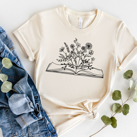 Floral Book Graphic Tee in Natural