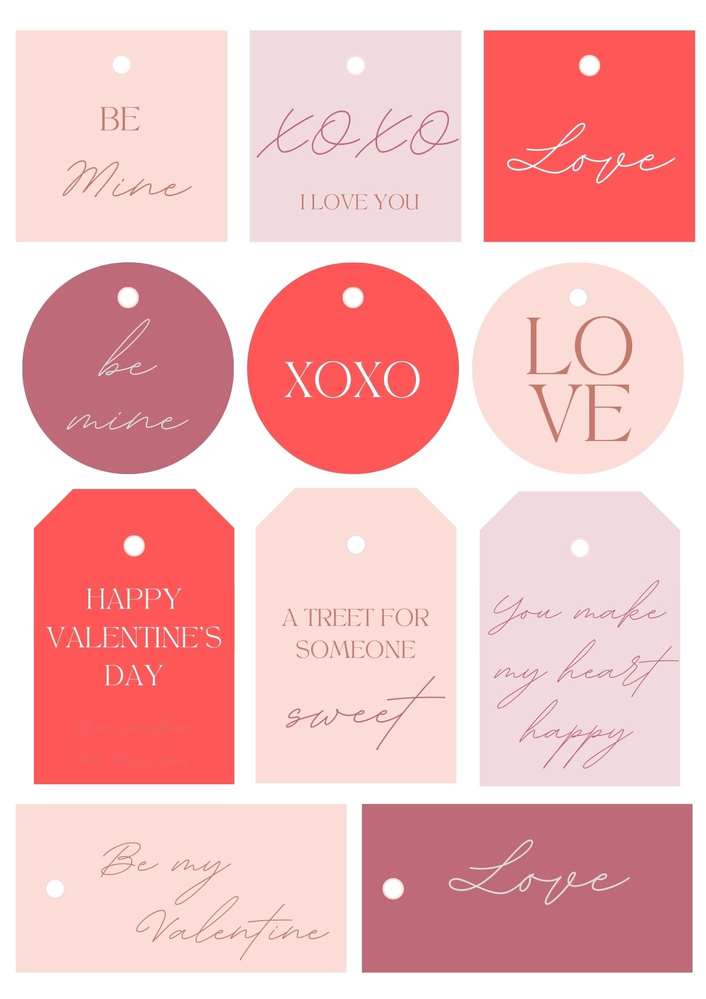 Valentine gift Tags - Printable