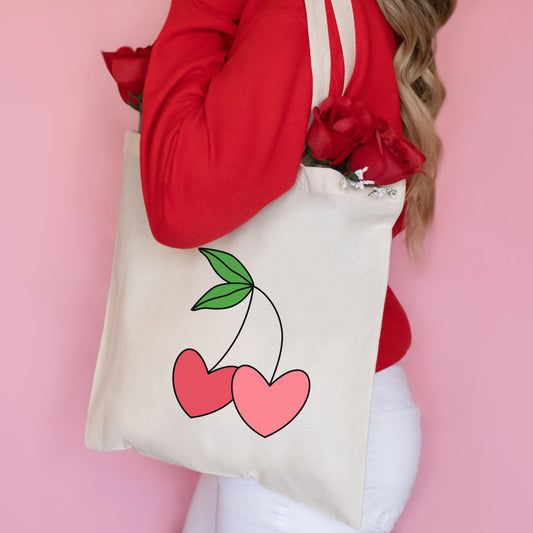 Cherry Heart Tote Bag