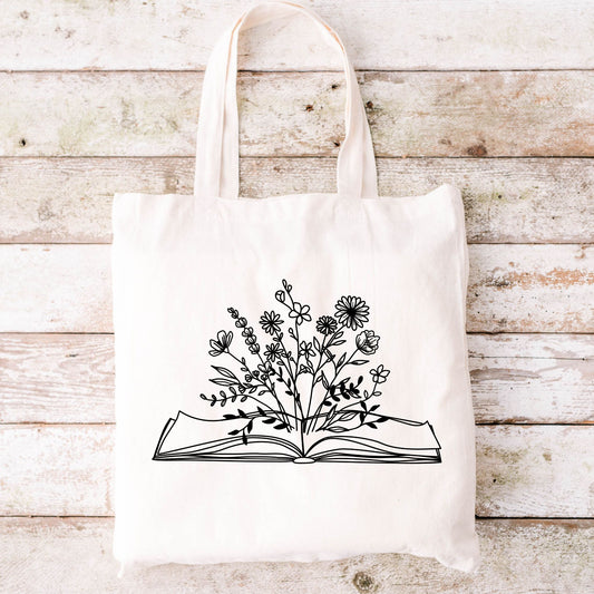 Floral Book Tote Bag